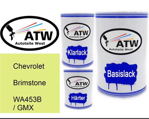 Chevrolet, Brimstone, WA453B / GMX: 500ml Lackdose + 500ml Klarlack + 250ml Härter - Set, von ATW Autoteile West.